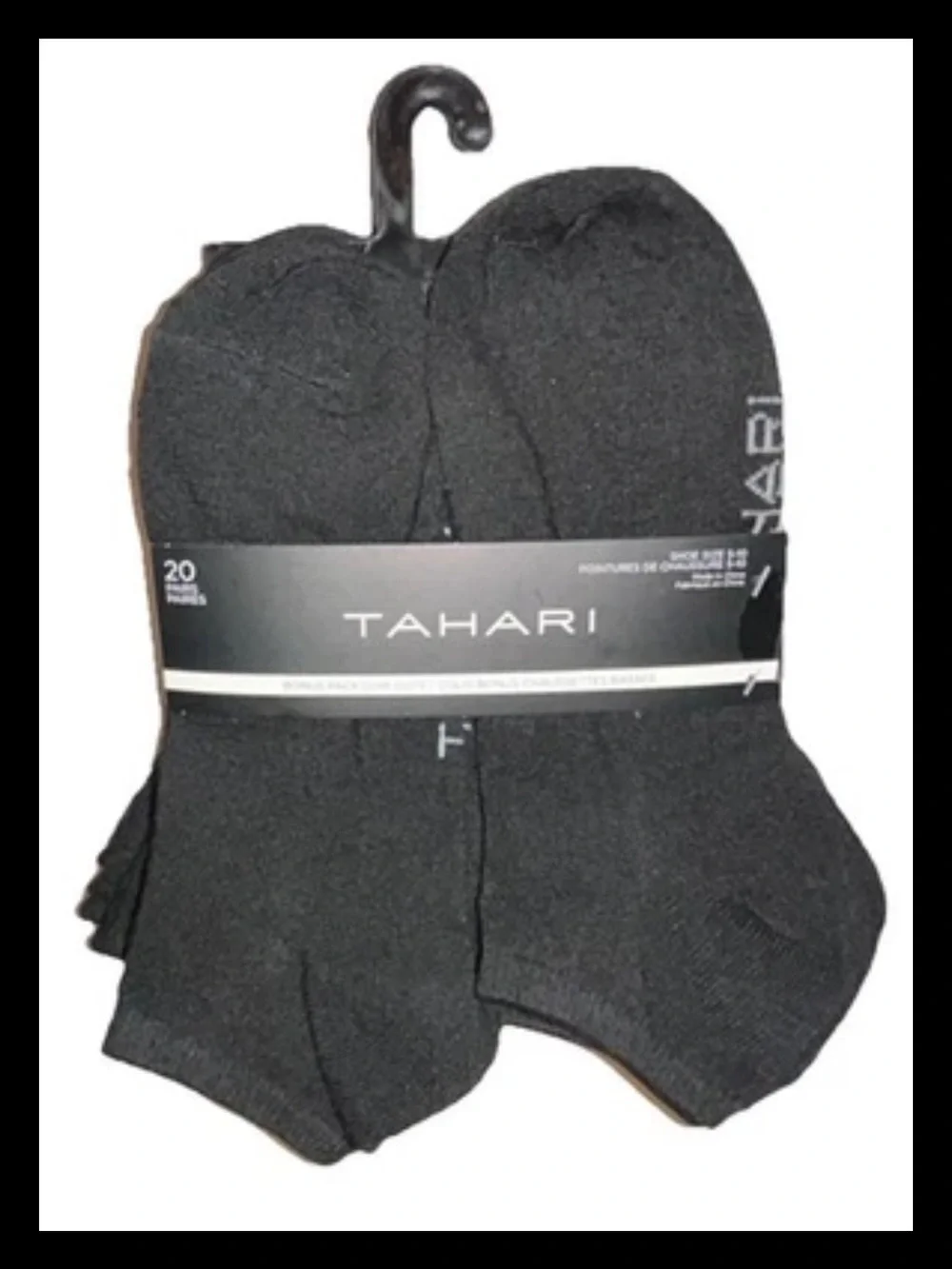 Tahari Low Cut Socks 20 Pair Women's Shoe Size 5-10 Black w White Logo NEW! $48